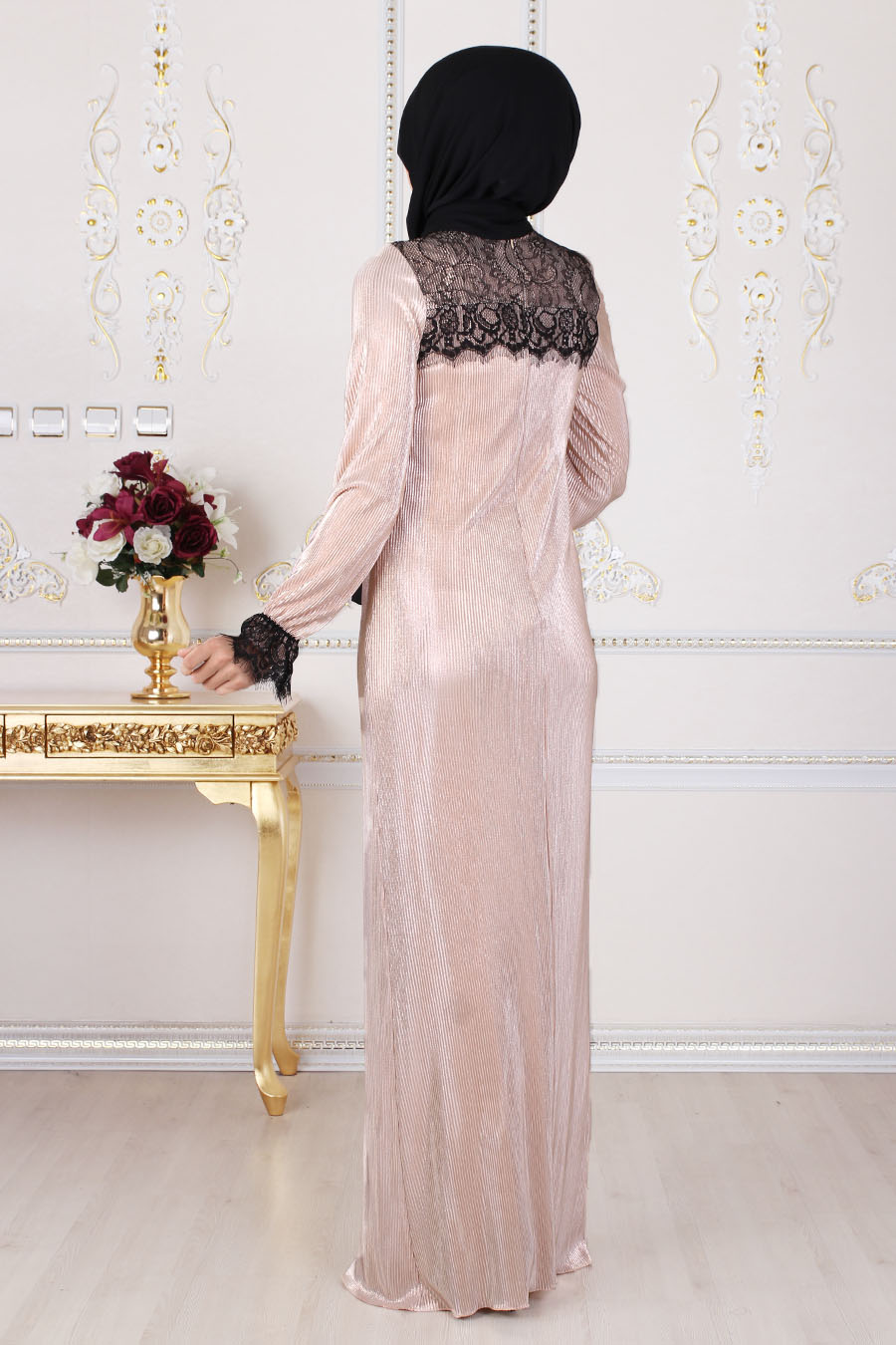 SALMON COLOR PLEATED DRESS