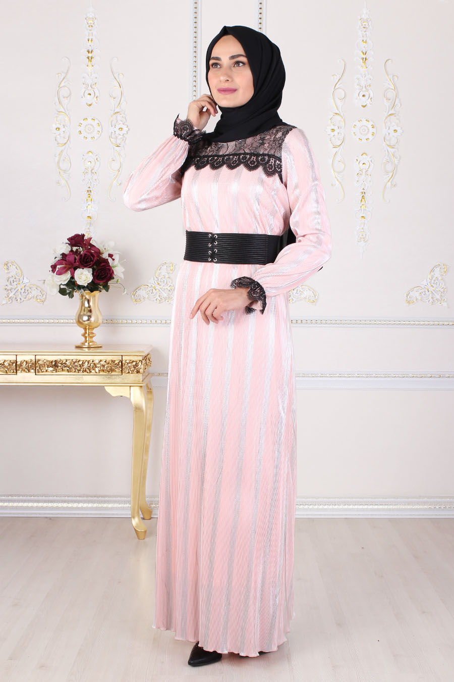 POWDER PINK PLEATED DRESS