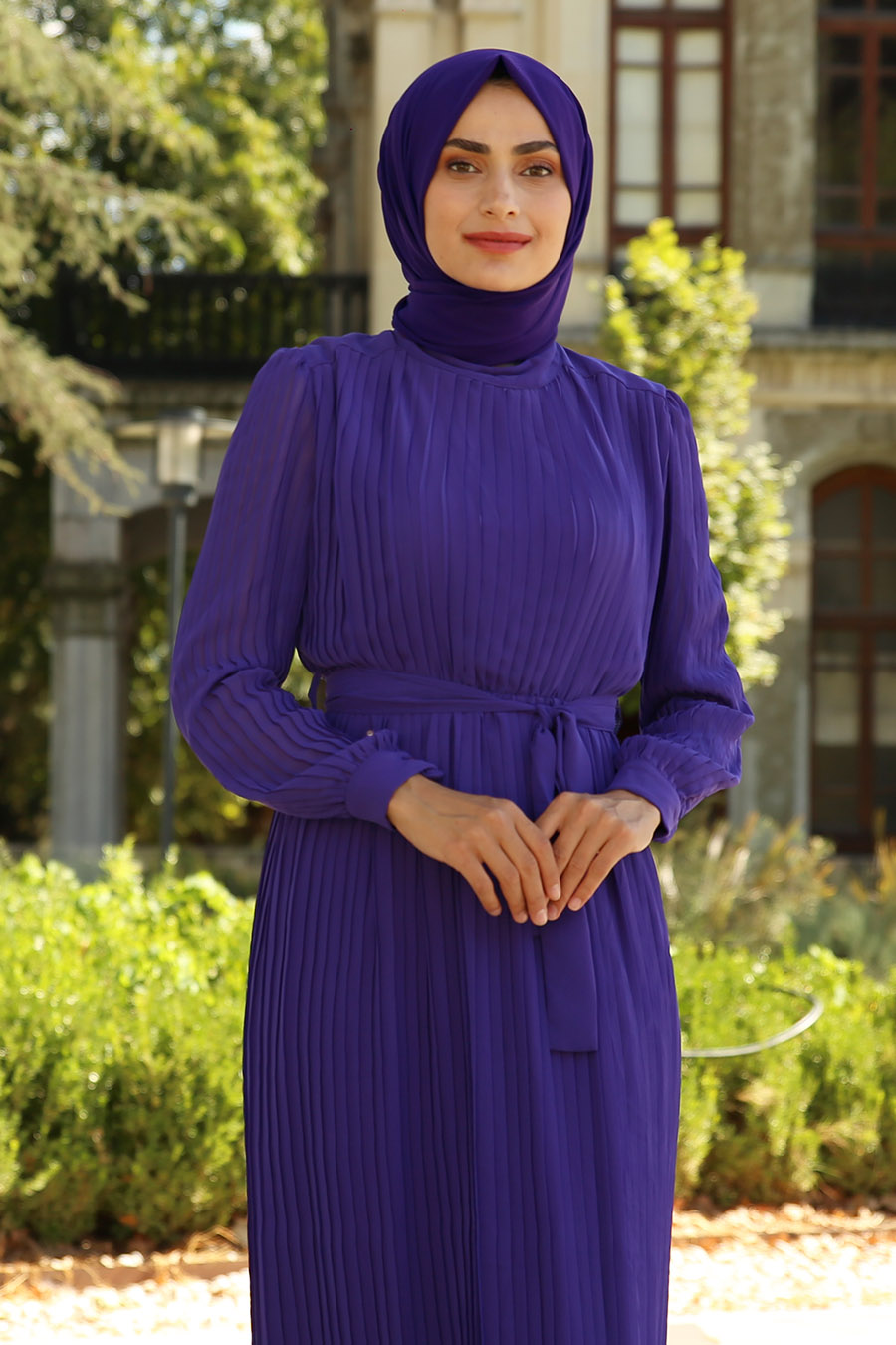 PLEATED BLUE DRESS PLEATED BLUE DRESS
