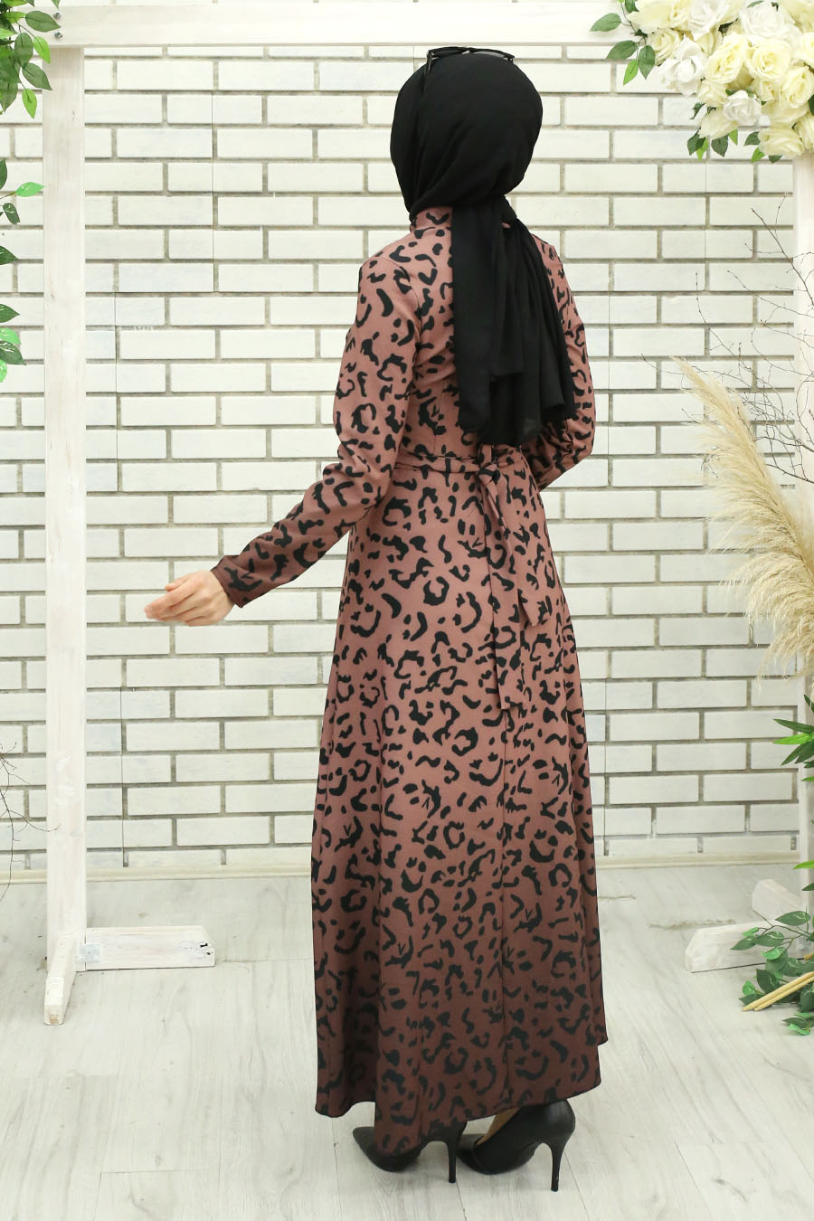 ROSE COLOR PATTERNED DRESS 