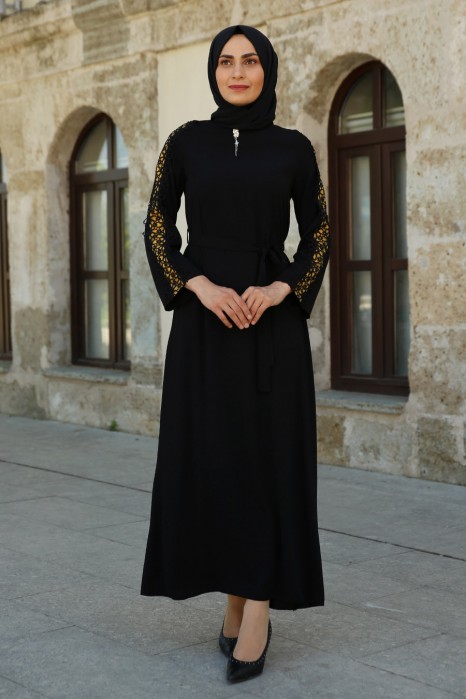 MUSTARD DETAILED ABAYA 