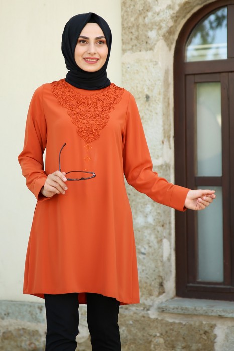 BRICK COLOR TUNIC