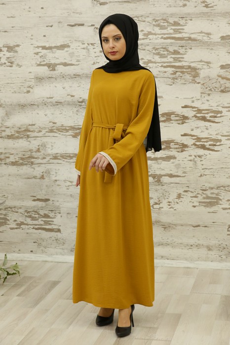 INDIGO COLOR DRESS MUSTARD DRESS