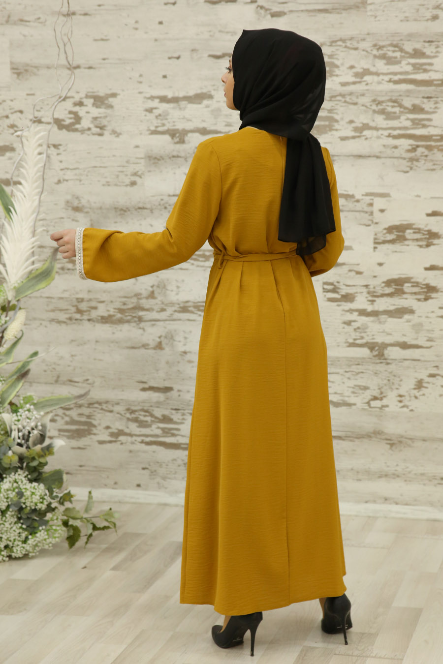 INDIGO COLOR DRESS MUSTARD DRESS