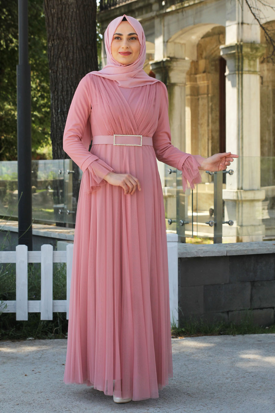 rose evening dress