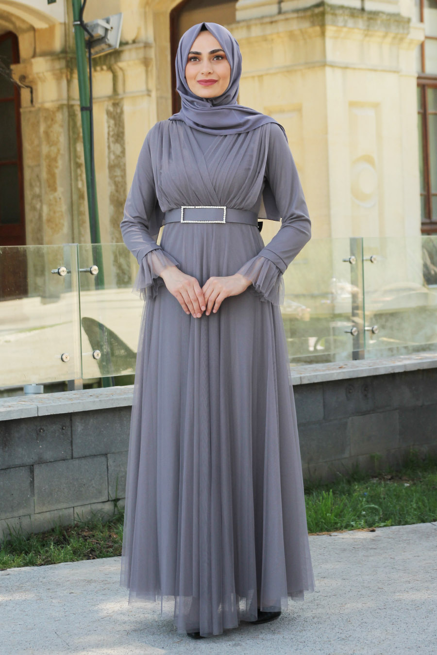 GREY EVENING DRESS