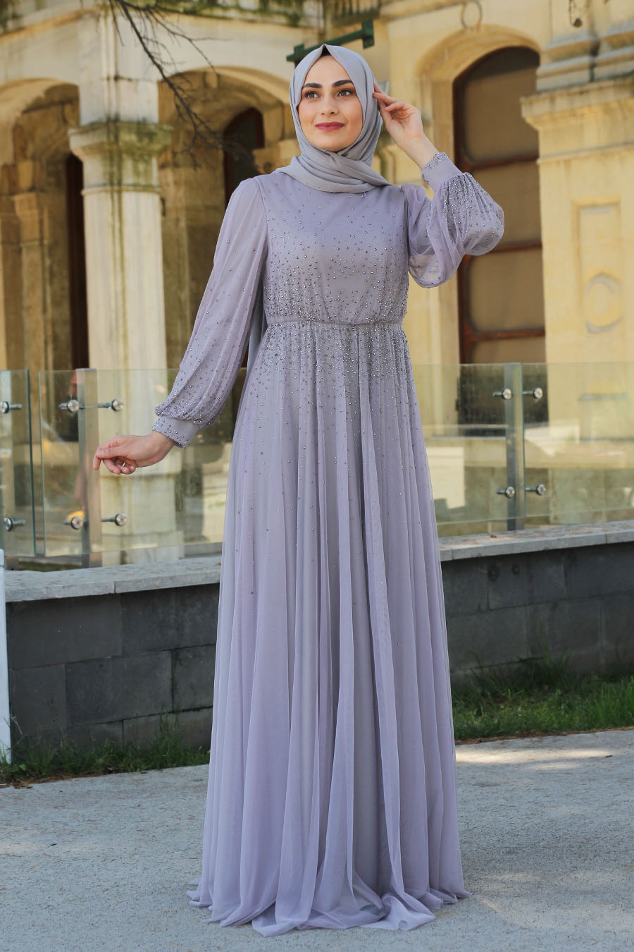 GREY EVENING DRESS