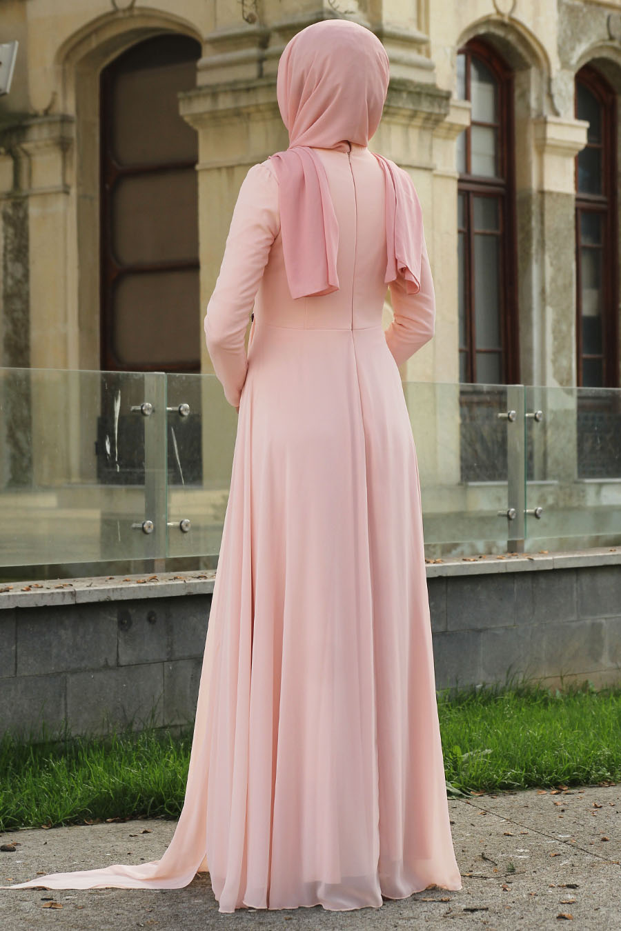 SALMON COLOR EVENING DRESS SALMON COLOR EVENING DRESS