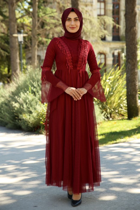 CLARET RED EVENING DRESS