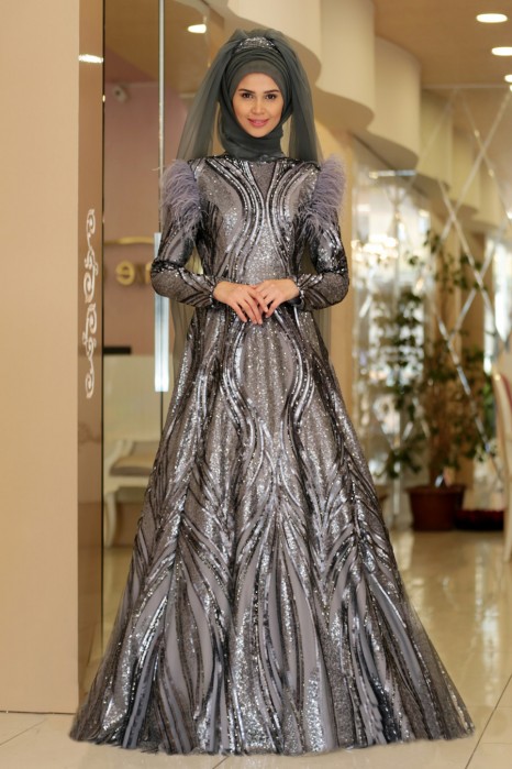 GREY EVENING DRESS