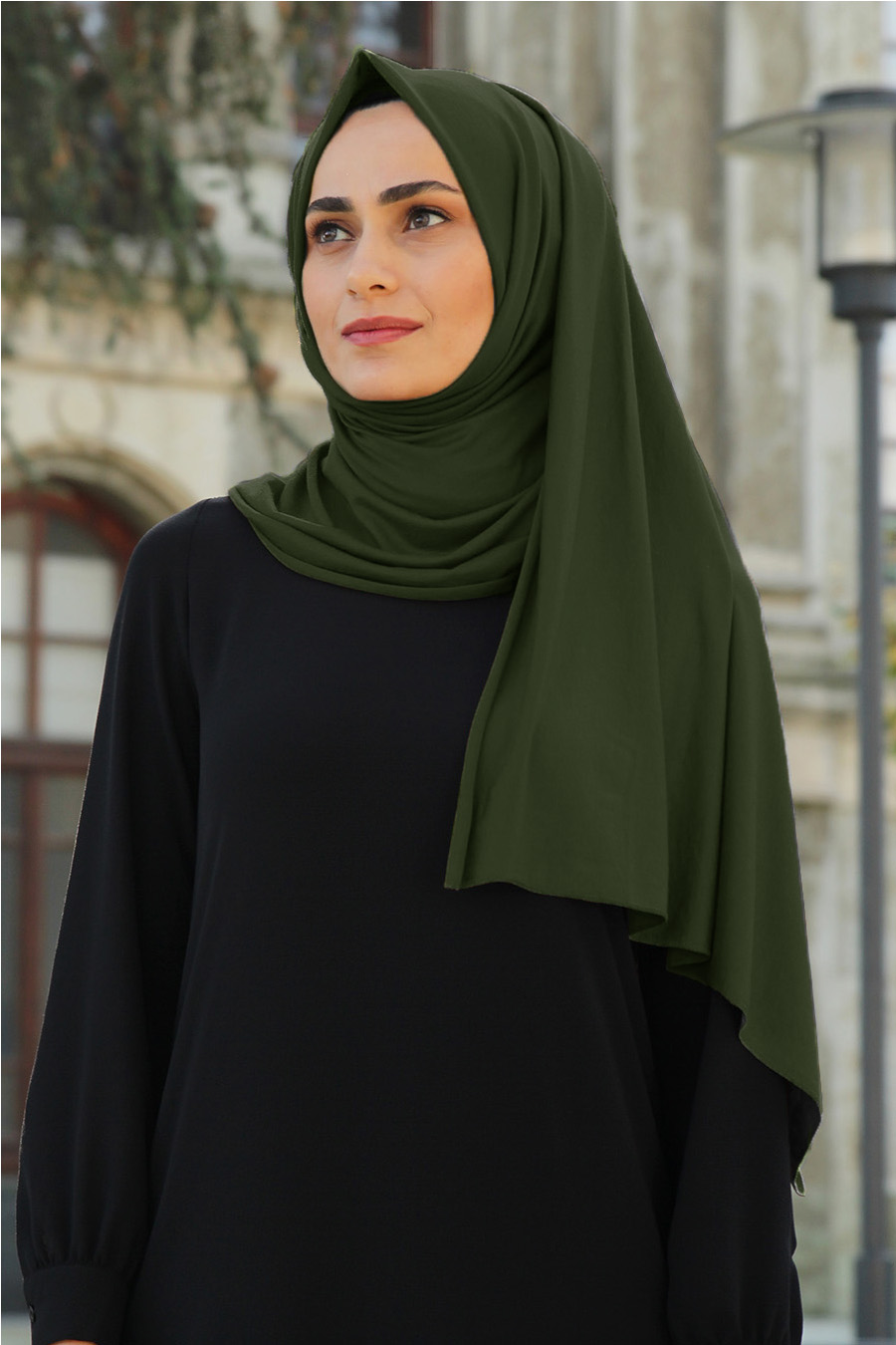DARK KHAKI JERSEY SHAWL 
