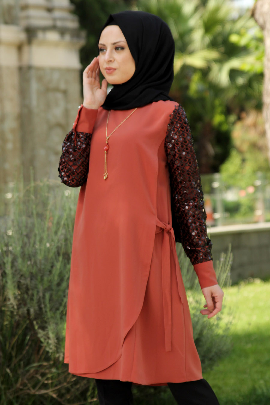 BRICK COLOR TUNIC