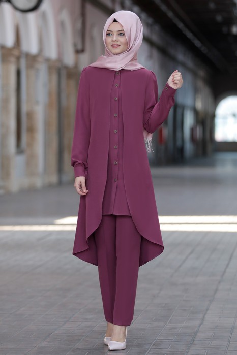 ROSE COLOR TUNIC AND PANT SUIT