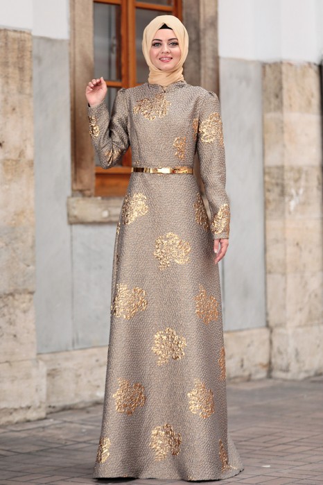 PATTERNED VISON COLOR EVENING DRESS