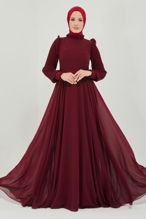 CLARET RED EVENING DRESS
