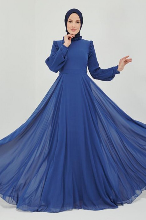 INDIGO COLOR EVENING DRESS