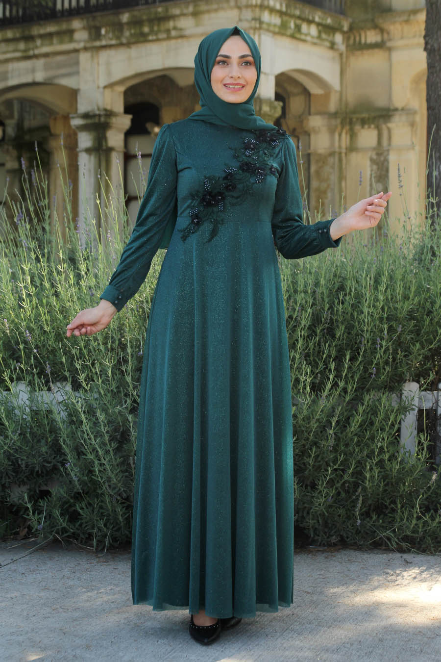 GREEN EVENING DRESS