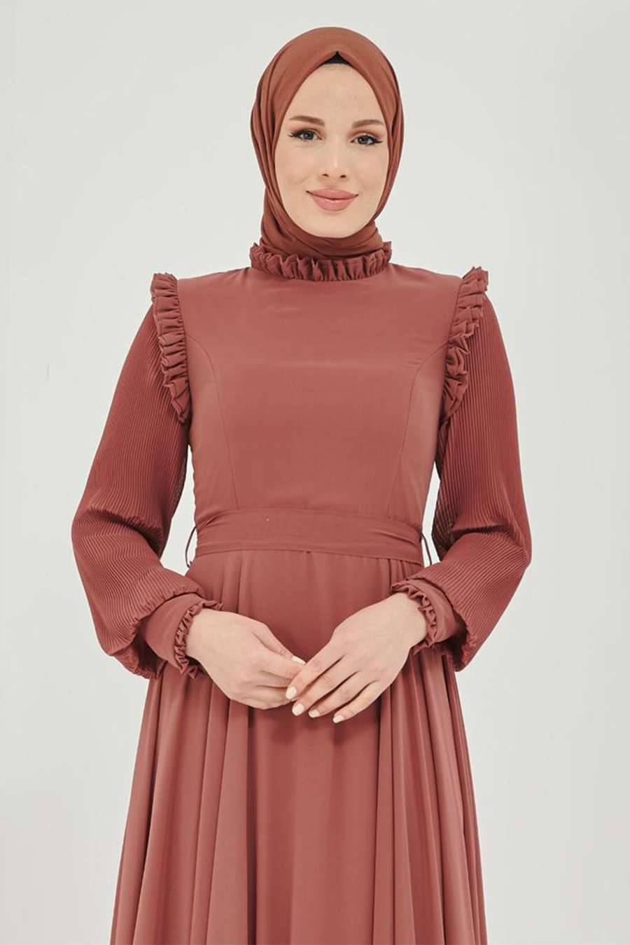 BRICK COLOR EVENING DRESS