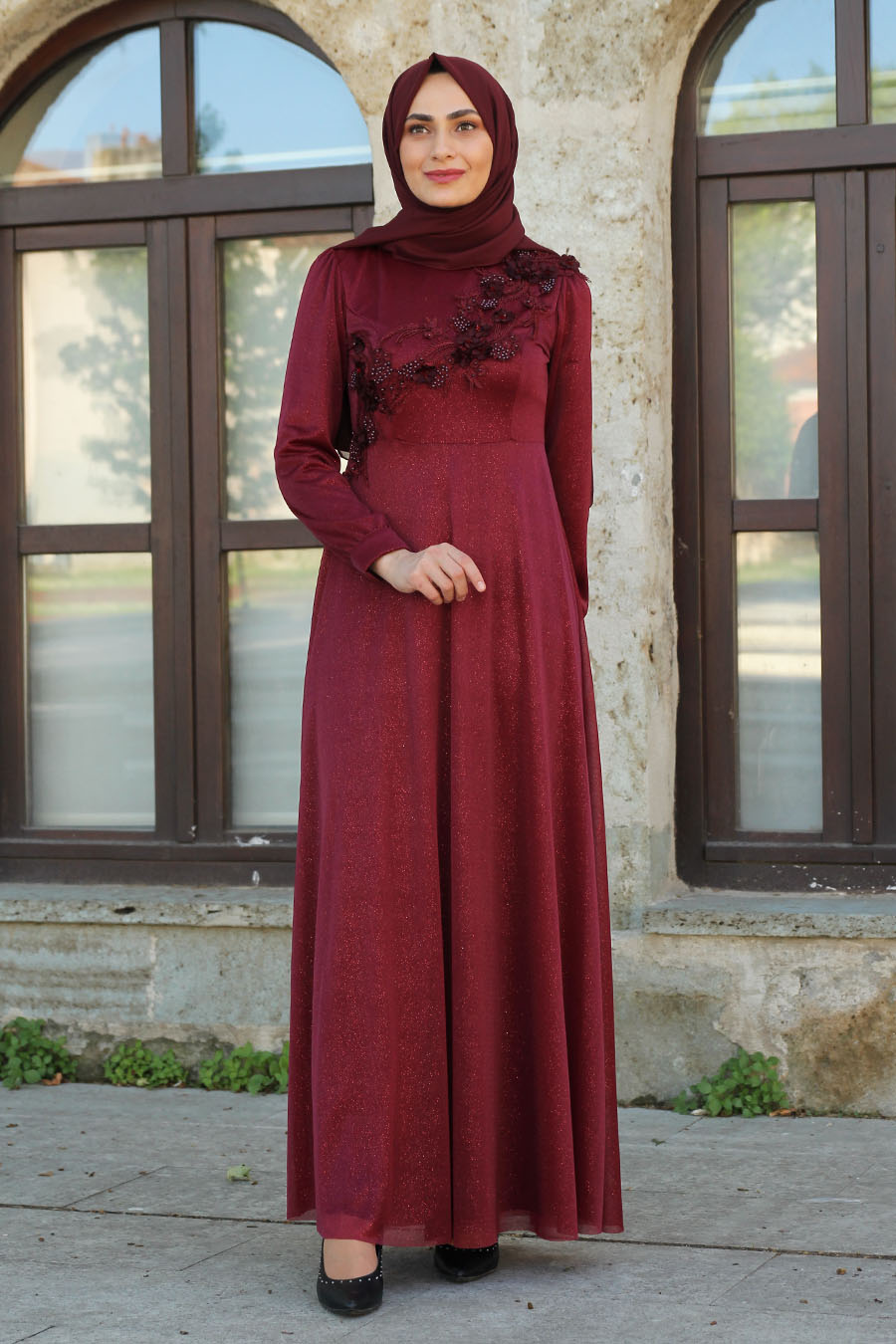 CLARET RED EVENING DRESS