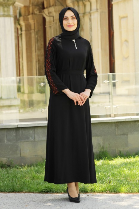 BRICK COLOR DETAILED ABAYA 