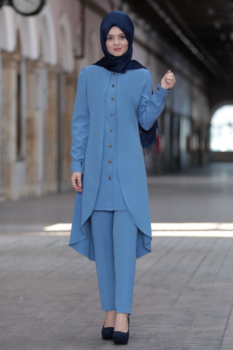 BLUE TUNIC AND PANT SUIT