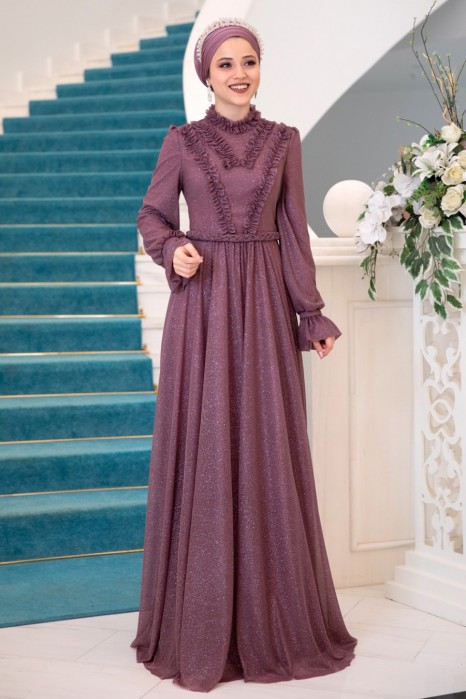 ROSE COLOR EVENING DRESS