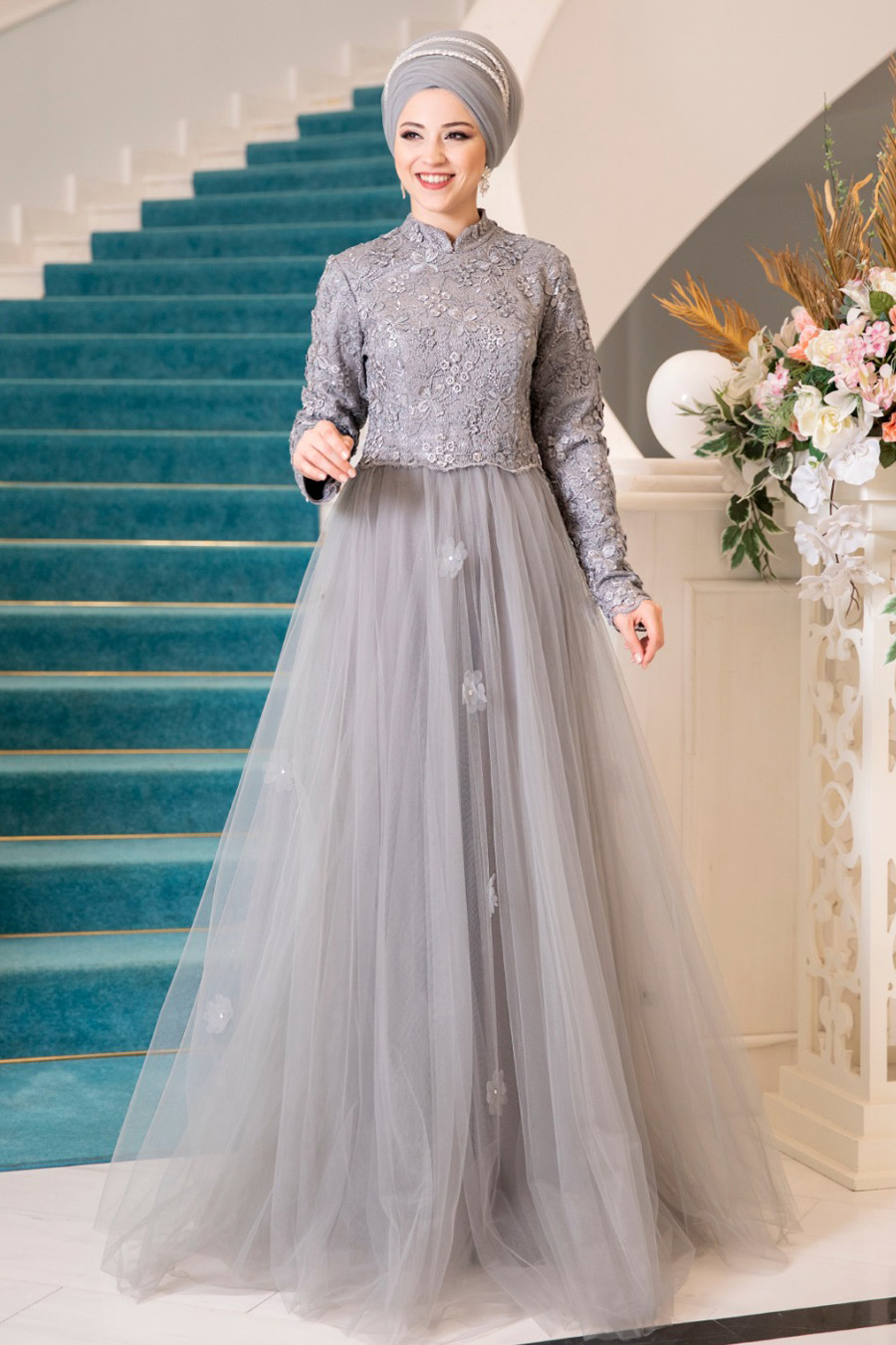 GREY EVENING DRESS