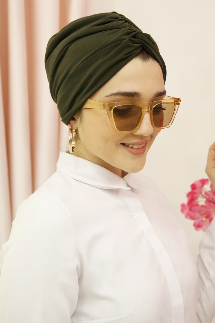 ROSE DETAILED INSTANT KHAKI SCARF ROSE DETAILED INSTANT KHAKI SCARF