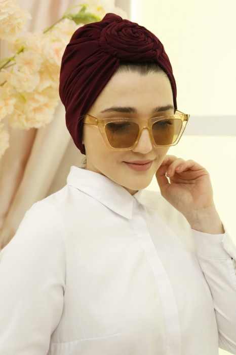 ROSE DETAILED INSTANT CLARET RED SCARF