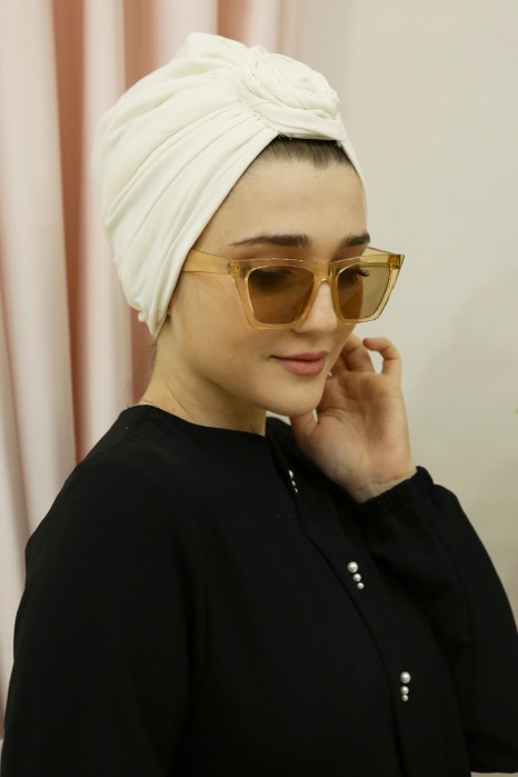 ROSE DETAILED INSTANT ECRU SCARF