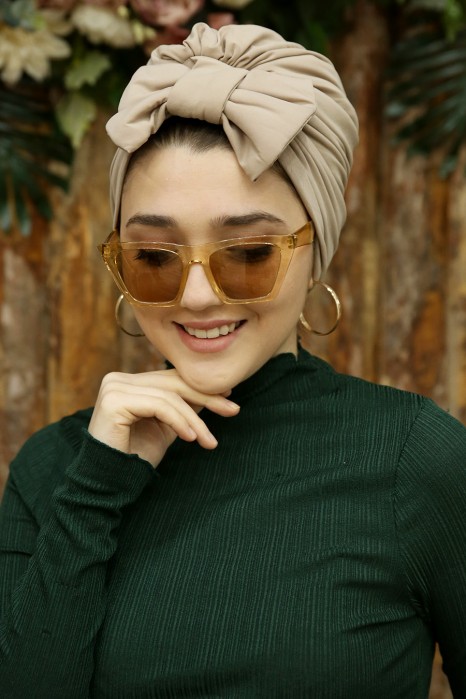 BEIGE BOW INSTANT HIJAB