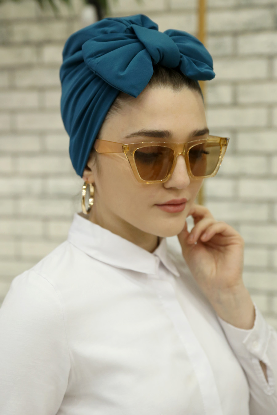 PETROLEUM BLUE BOW INSTANT HIJAB PETROLEUM BLUE BOW INSTANT HIJAB