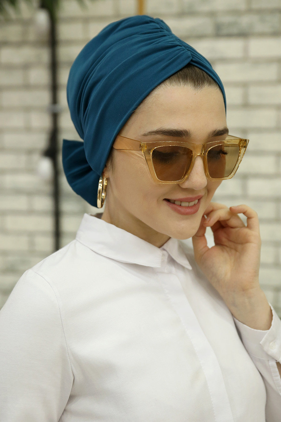 PETROLEUM BLUE BOW INSTANT HIJAB PETROLEUM BLUE BOW INSTANT HIJAB