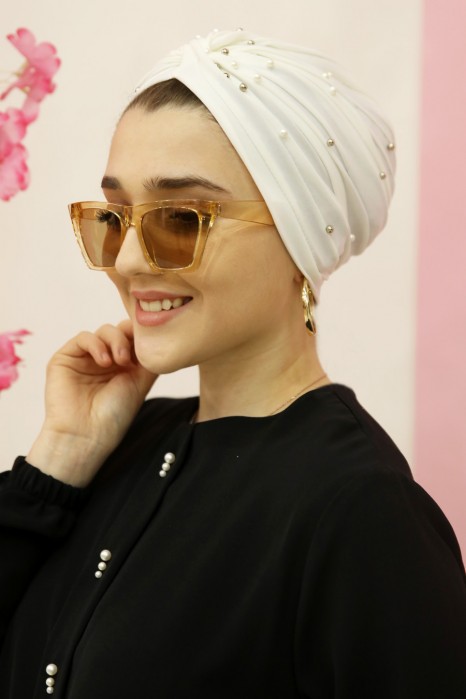 PEARL DETAILED INSTANT ECRU SCARF 