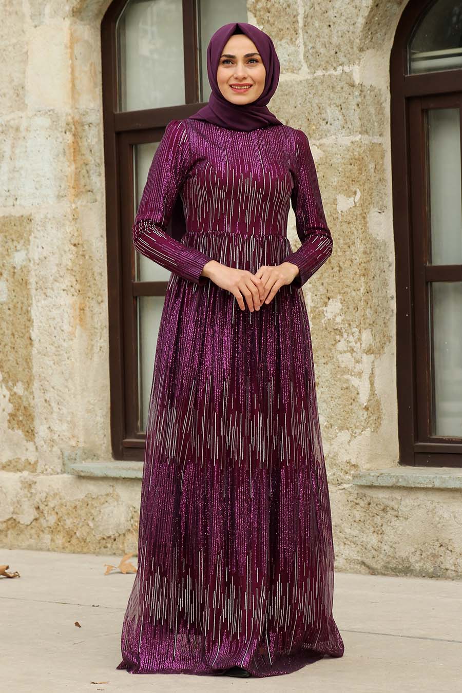 SILVERY PURPLE EVENING DRESS