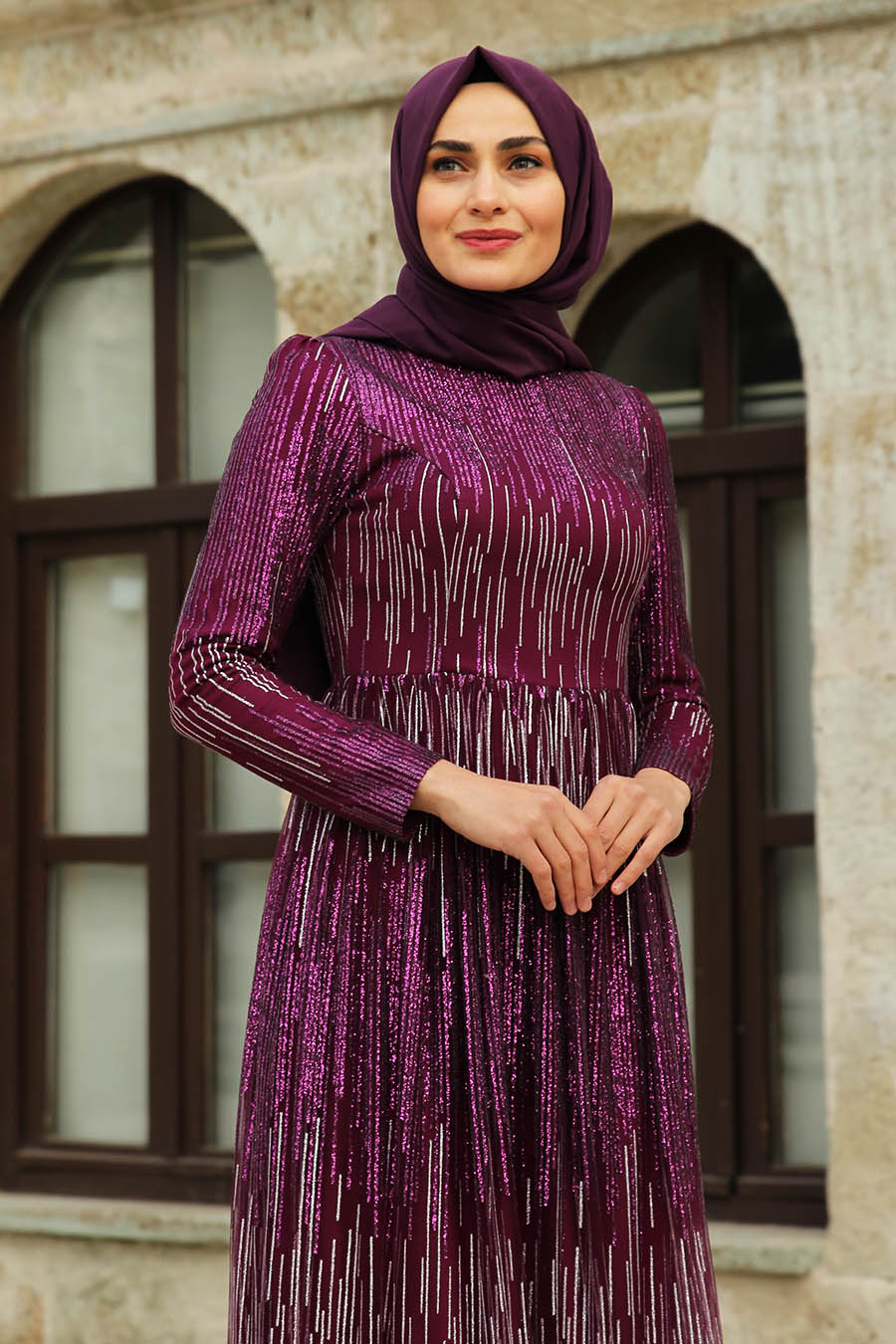 SILVERY PURPLE EVENING DRESS