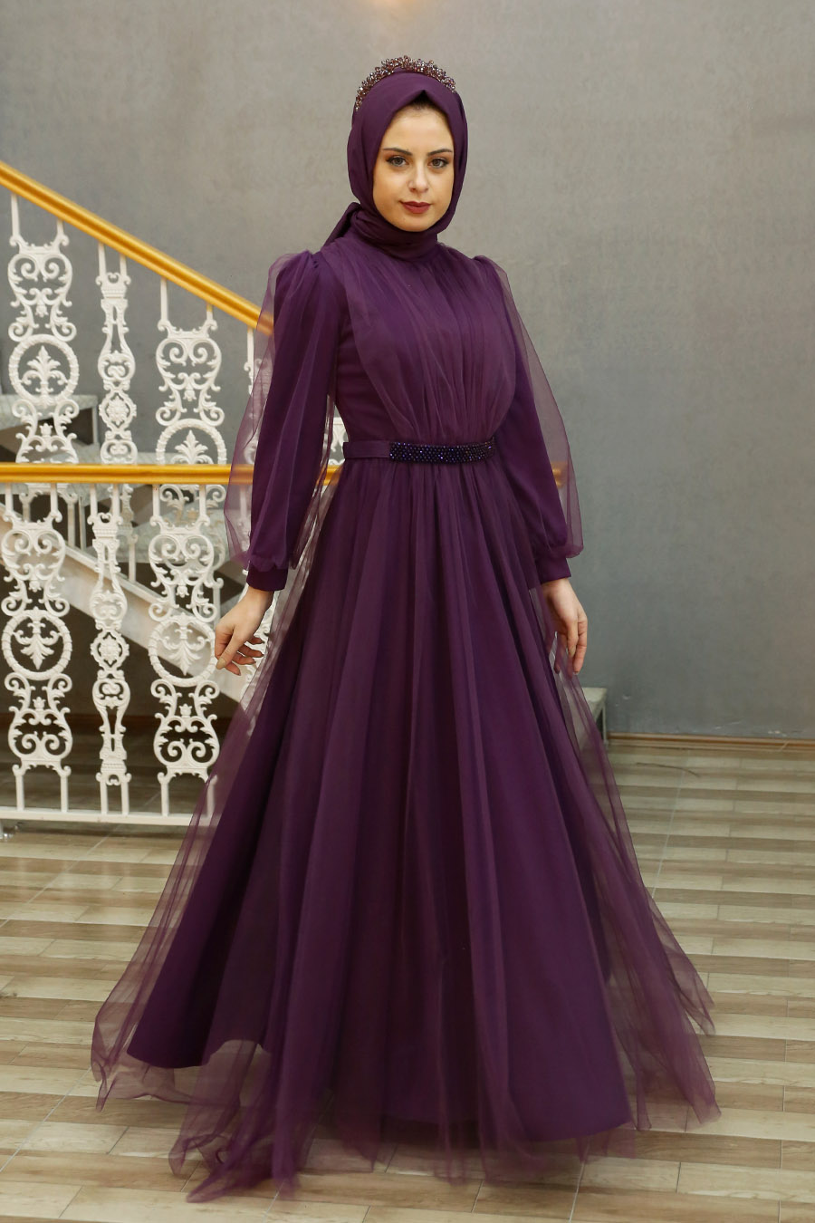 plum luxury party gown
