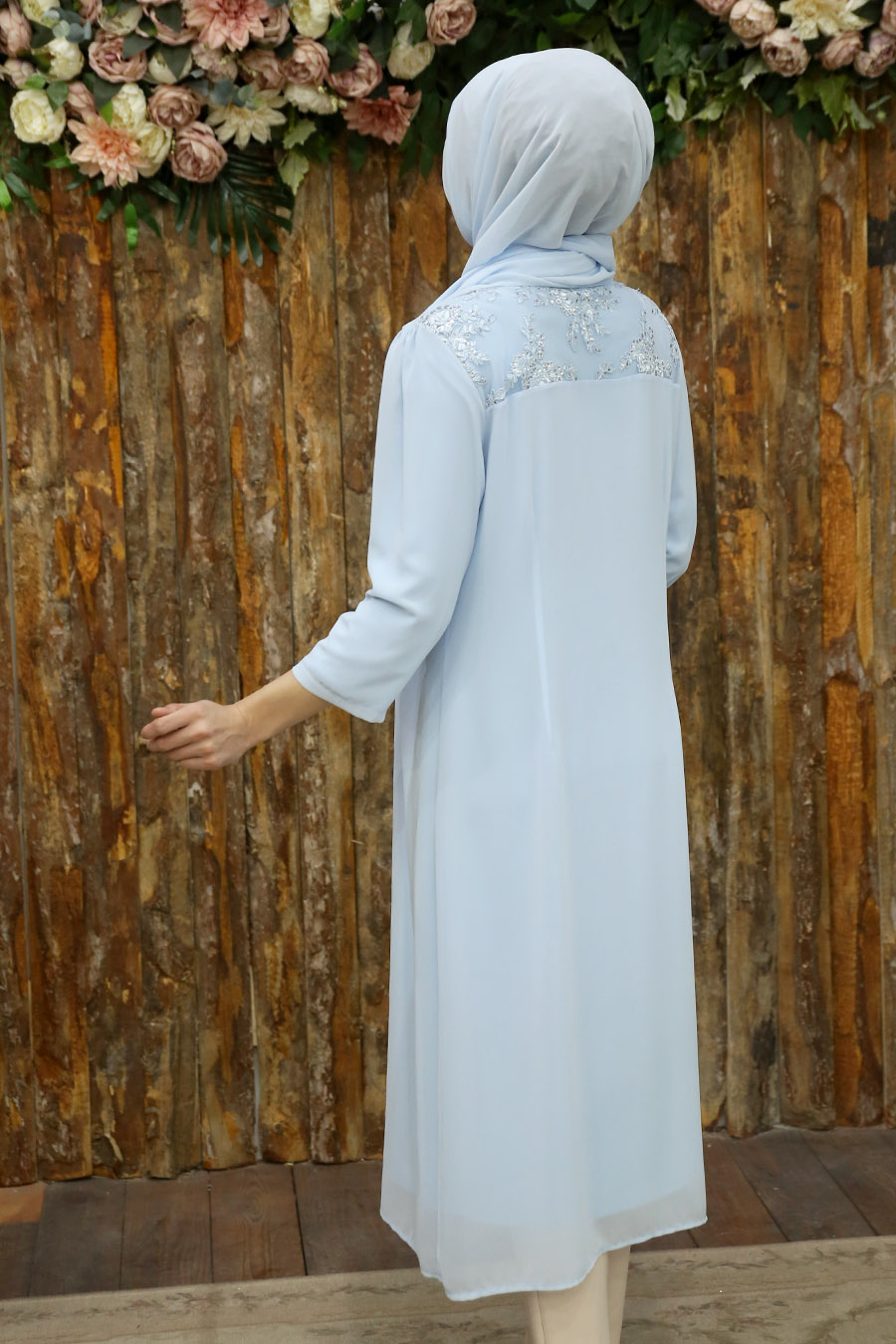 PEARL DETAILD BABY BLUE TUNIC