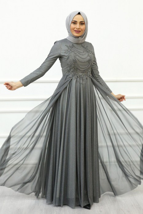GREY EVENING DRESS 