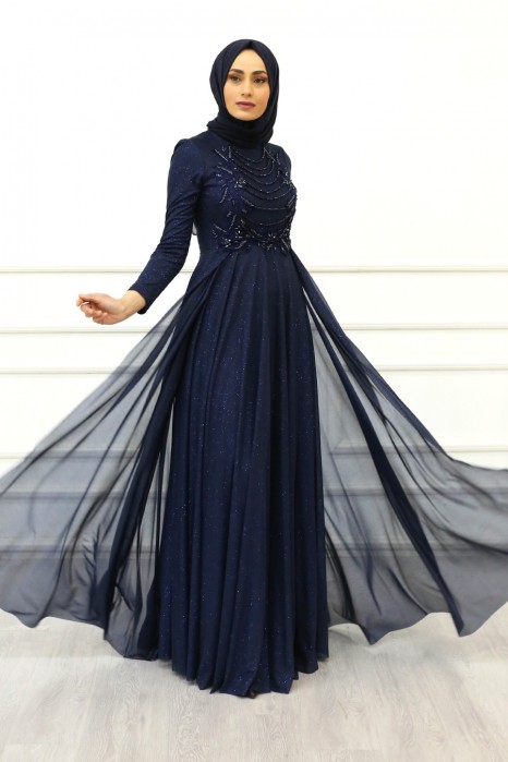 NAVY BLUE COLOR EVENING DRESS 