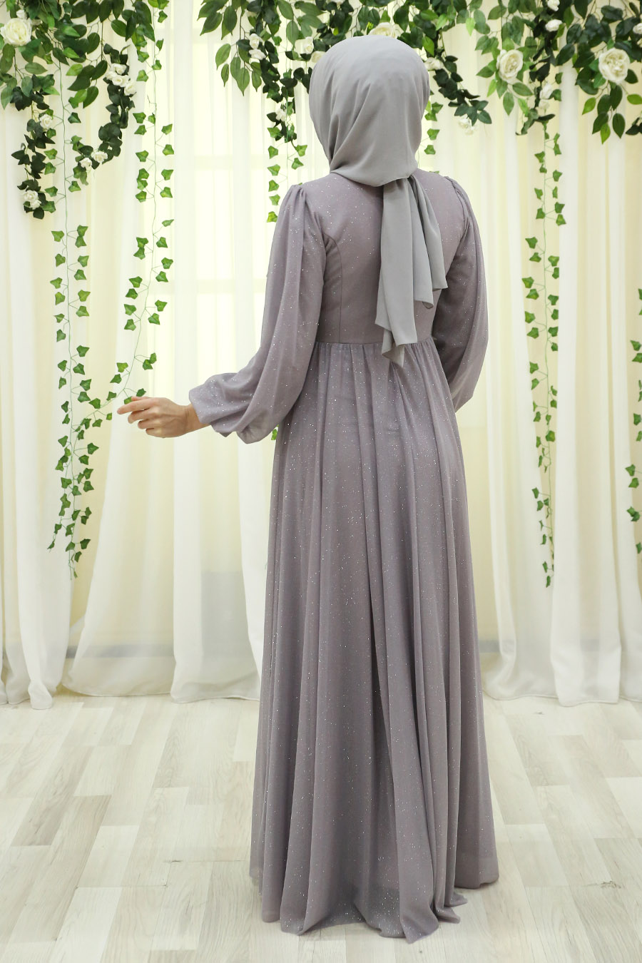 SHINING GREY EVENING DRESS