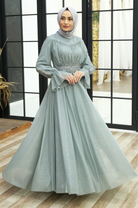 SHINING MINT EVENING DRESS