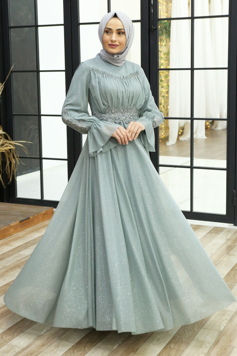 SHINING MINT EVENING DRESS