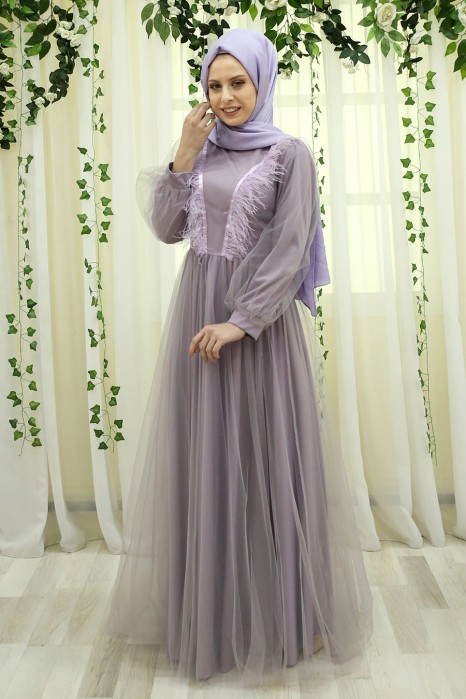 HAIRY LILA EVENING DRESS