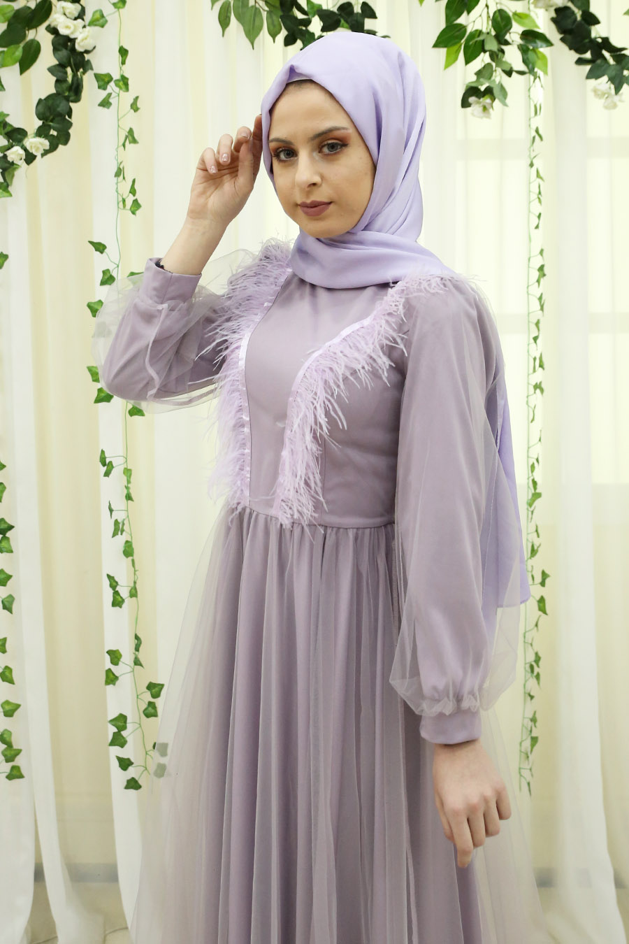 HAIRY LILA EVENING DRESS