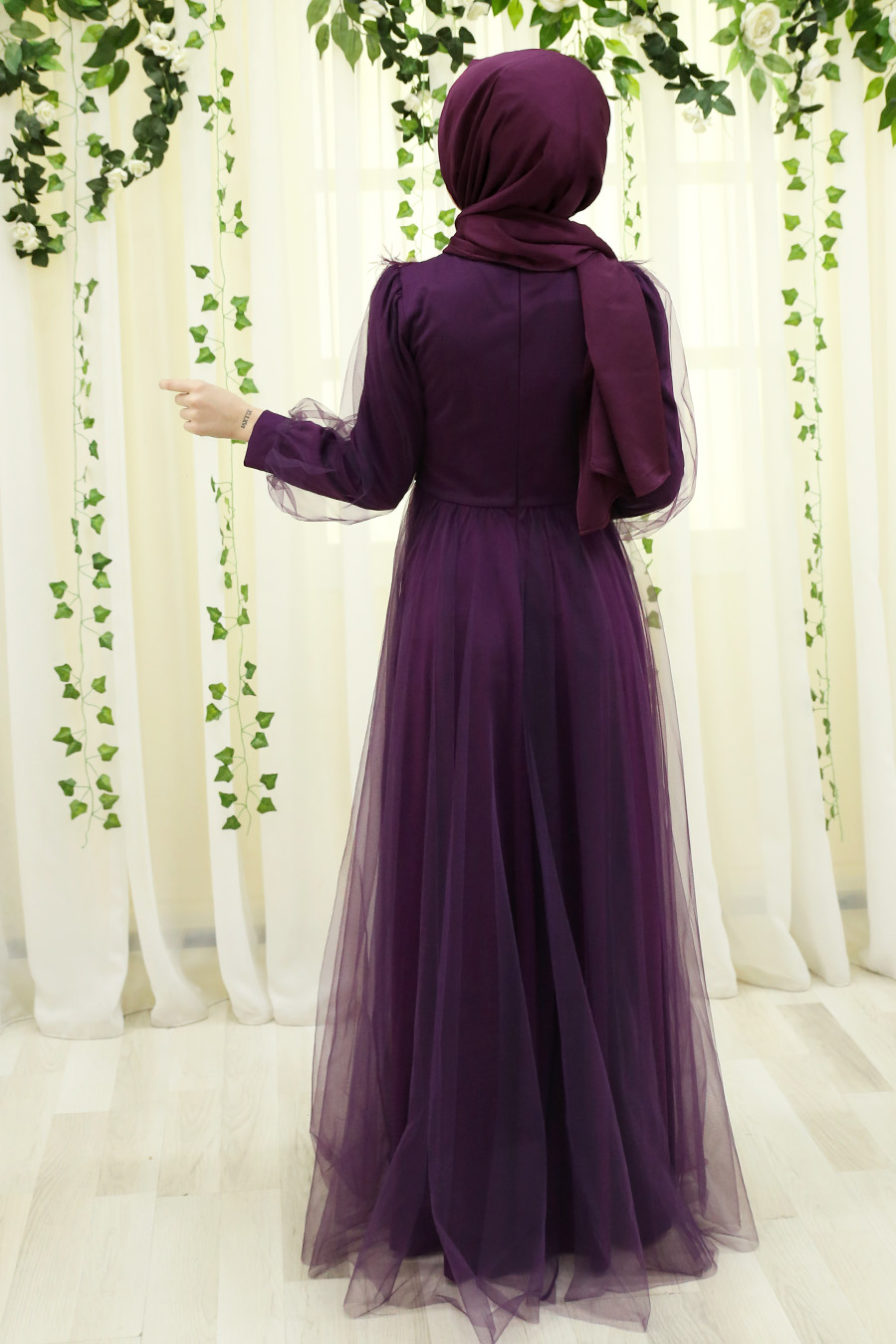 HAIRY PURPLE EVENING DRESS 