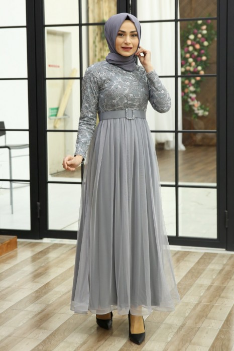 GREY EVENING DRESS  