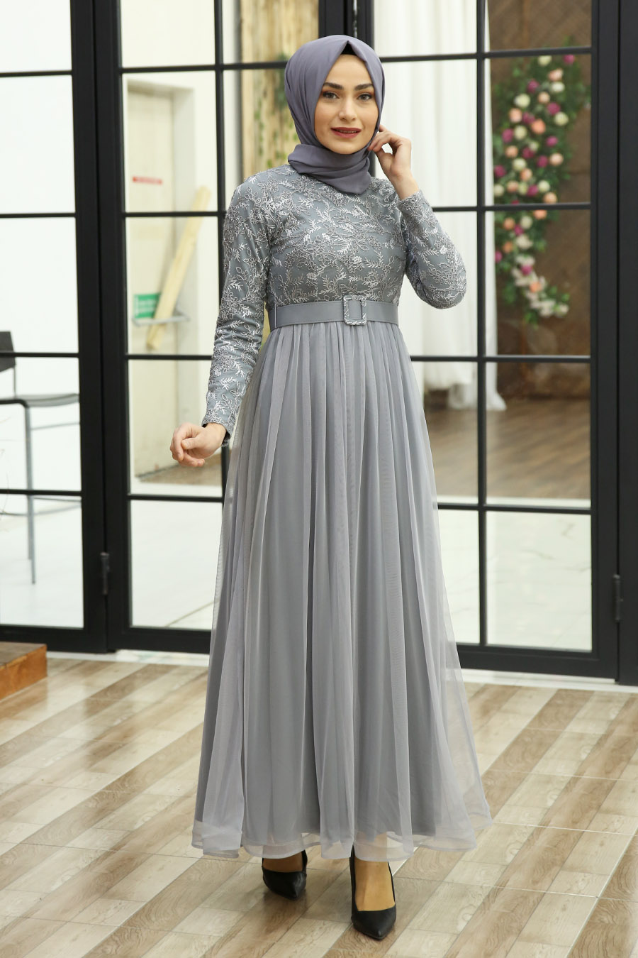 GREY EVENING DRESS  