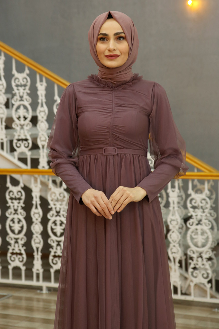 ROSE COLOR EVENING DRESS