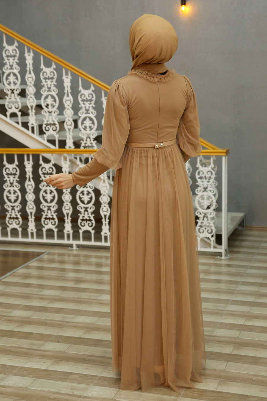 TAN COLOR EVENING DRESS